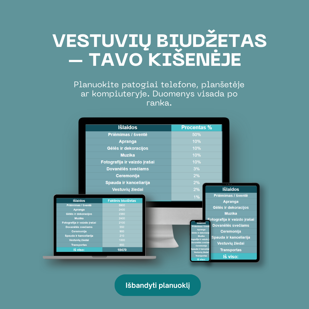 Vestuvių biudžeto planuoklis (Excel) | Lengvam ir aiškiam vestuvių finansų planavimui